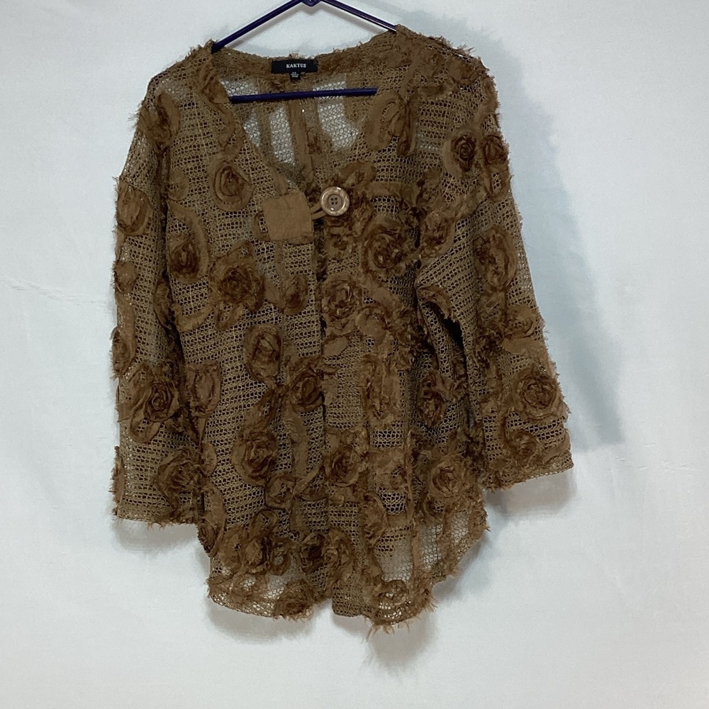 Kaktus Brown XL Floral Cardigan
